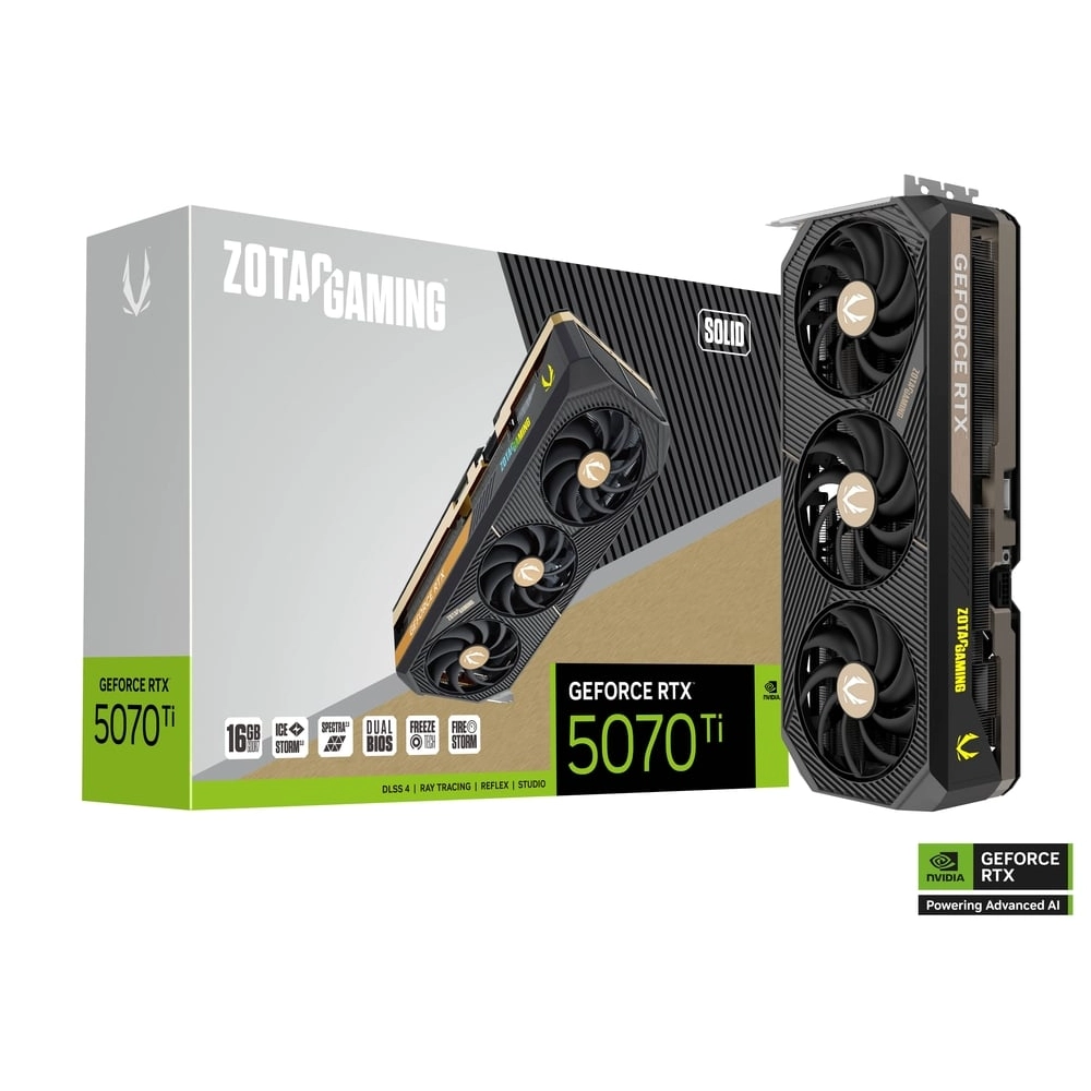 ZOTAC Nvidia Graphic Card RTX 5070 Ti 16GB DDR7 Gaming Solid SFF Triple Fan view 6